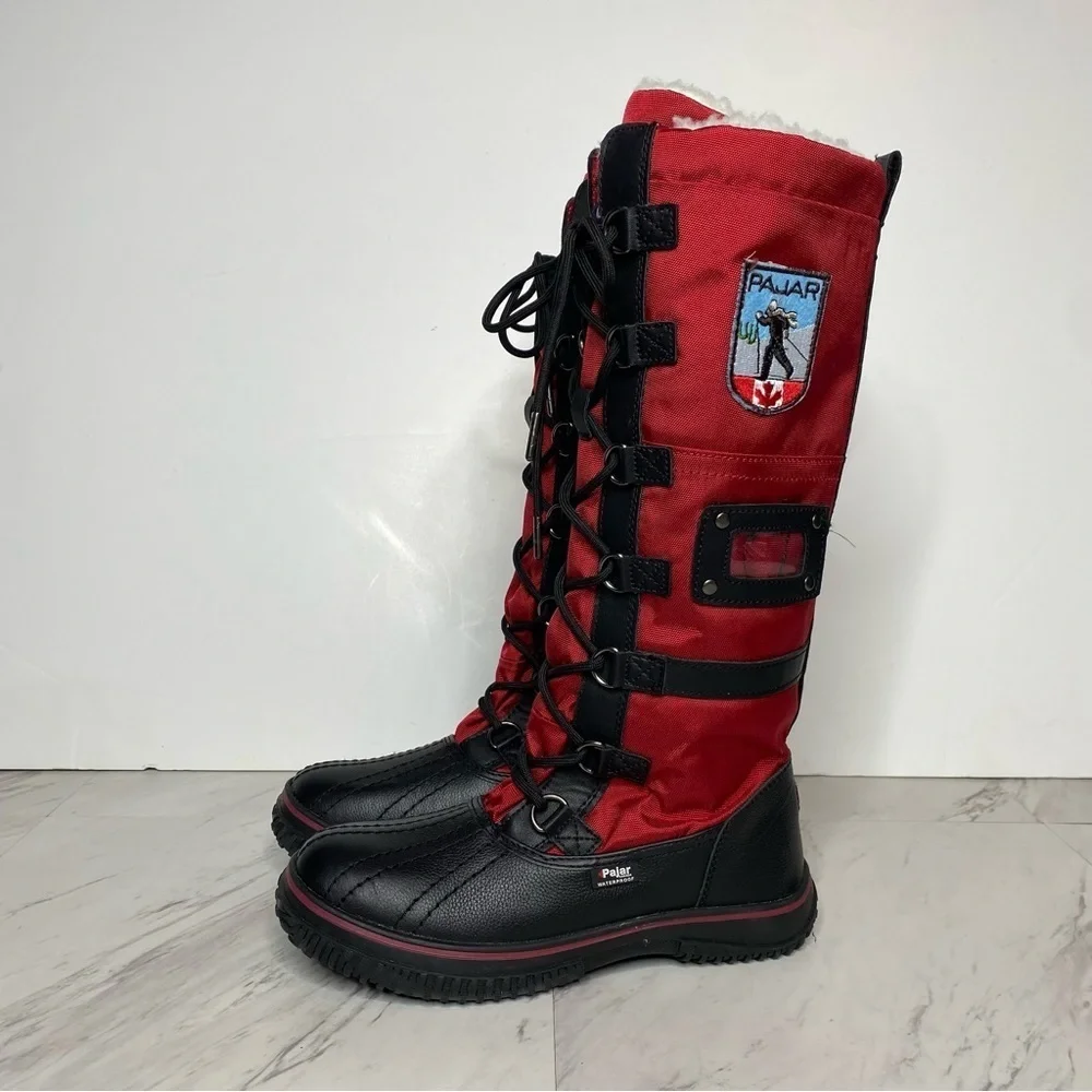 New! Pajar Grip Zip Red Lace Up Snow Boot 5 / 5.5